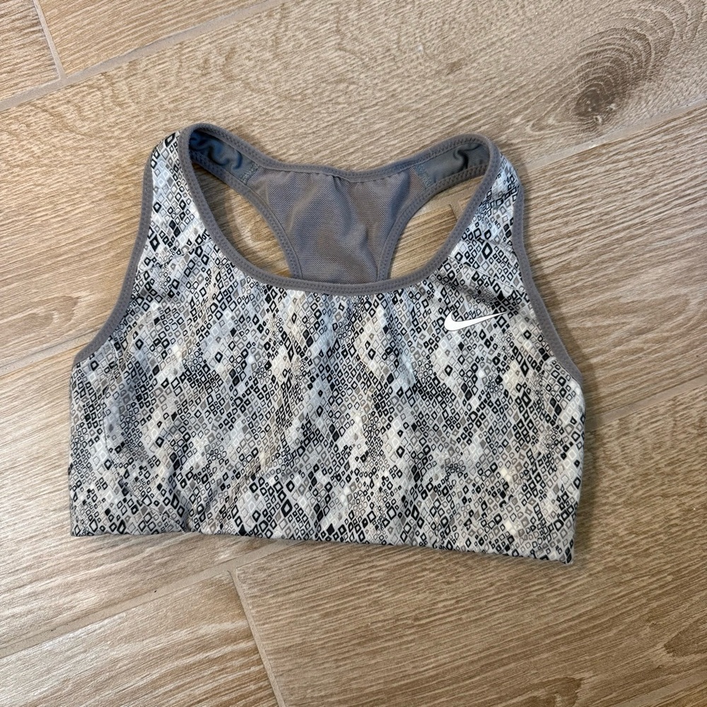 Nike Gray Patterned Racerback Sports Bra Size XS